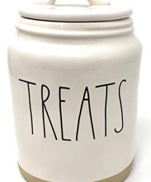 Rae Dunn TREATS Medium White Ceramic Canister Jar Container With Black LL 0 300x360