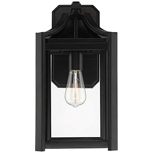 Franklin Iron Works Rockford Rustic Farmhouse Box Shaped Outdoor Wall Light Fixture Sleek Black