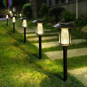 LAMTREE Glass Solar Lights Outdoor, 6 Packs Solar Garden Lights,Solar ...