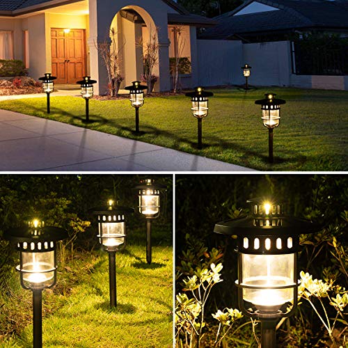 Solpex Solar Path Lights Outdoor Glass And Bronze Finished 2 Bright LEDs Per Light Waterproof Automatic Solar Lights Outdoor For Patio Yard Lawn Garden And Landscape Warm White 6 Pack 0 4