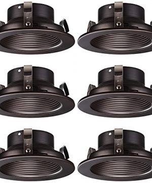 TORCHSTAR 4 Inch Recessed Can Light Trim Oil Rubbed Bronze Metal Step Baffle Trim For PAR20 R20 BR20 Light Bulbs For 4 Recessed Cans HaloJuno Remodel Recessed Housing Pack Of 6 0 300x360