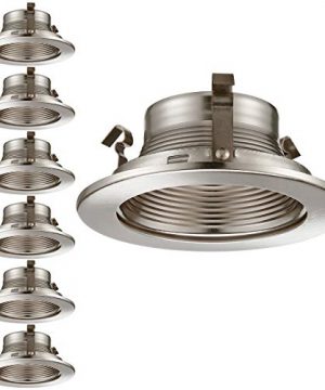TORCHSTAR 4 Inch Recessed Light Trim With Satin Nickel Metal Step Baffle For Recessed Can Fit HaloJuno Remodel Recessed Housing Line Voltage Available Pack Of 6 0 300x360