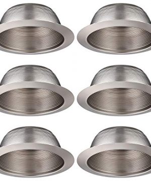 TORCHSTAR 6 Inch Metal Recessed Can Light Trim Step Baffle With Iron Goof Ring Fit 6 Inch Halo And Juno Remodel Recessed Housing Satin Nickel Pack Of 6 0 300x360