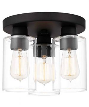 Tawson Debo Modern Farmhouse 3 Light Flush Mount Ceiling Light With Clear Glass Shade For Hallway Entryway Passway Dining Room Bedroom Garage Kitchen Island Balcony Living Room 0 300x360