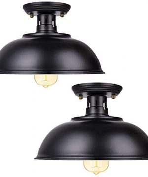 Vintage Rustic Semi Flush Mount Ceiling Light Farmhouse Black Ceiling Light Fixture E26 Base Industrial Ceiling Lights For Hallway Stairway Foyer Kitchen Porch Entryway 2 Pack 0 300x360