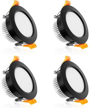 YGS Tech 2 Inch LED Recessed Lighting Dimmable Downlight 3W35W Halogen Equivalent 3000K Warm White CRI80 Black Trim LED Ceiling Light With LED Driver 4 Pack 0 300x360