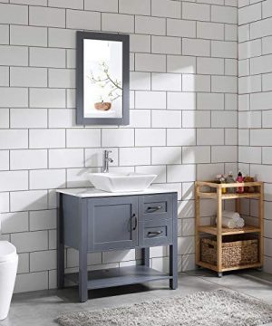 30 Gray Bathroom Vanity And Sink Combo Marble Pattern Top WMirror FaucetDrain 0 0 300x360
