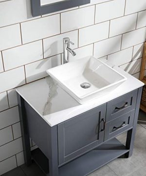 30 Gray Bathroom Vanity And Sink Combo Marble Pattern Top WMirror FaucetDrain 0 1 300x360