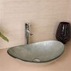 Aegina Oval Bathroom Glass Sink With Faucet Drain Chrome Faucet A Pop Up DrainTempered Glass Sink BS159FPD Elegant Design Standard Drain Opening 175 Inch 0 100x100