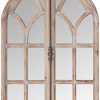 Amazon Brand Stone Beam Vintage Farmhouse Wooden Arched Multipanel Mantel Mirror 36H Dark Stain 0 100x100