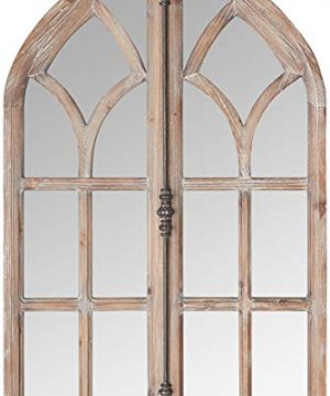 Amazon Brand Stone Beam Vintage Farmhouse Wooden Arched Multipanel Mantel Mirror 36H Dark Stain 0 300x360