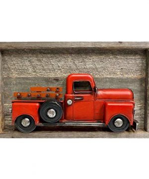 BarnwoodUSA Vintage Red Christmas Truck Wall Sign Farmhouse Metal Truck Wall Art Automotive Old Vehicle Decor Rustic Wooden Wall Sign 0 300x360