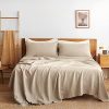 Bedsure Linen Sheets Set Queen Size 100 Linen Bed Sheets Deep Pocket Sheets Breathable Bedding Set Washed French Linen Sheet Natural 90x102 0 100x100