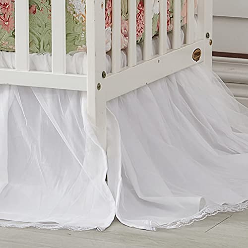 Brandream Baby Crib Bedding Sets For Girls Luxury Floral Nursery Set With Lace And Tulle Design 6 Pieces 100 Organic Cotton 0 3