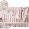 Brandream Baby Girls Blush Pink Crib Bedding Set Farmhouse Floral Nursery Bedding Sweet Blanket Polka Dot Fitted Sheet 4 Piece 100 Cotton 0 100x100