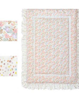 Brandream Blush Pink Crib Bedding Set For Girls Farmhouse Floral Nursery Bedding Ruffle Comforter With Polka Dot Fitted Sheet 3 Piece 100 Cotton 0 1 300x360