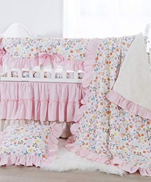 Brandream Crib Bedding Set For Girls Pink And White Baby Bedding Farmhouse Floral Nursery Bedding 5 Piece 100 Cotton 0 300x360