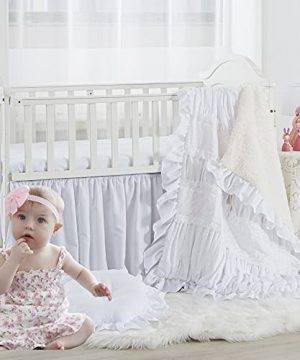 Brandream Girls Nursery Bedding Neutral White Crib Bedding Solid Blanket Set 4 Piece Ruffle Baby Bedding 0 300x360