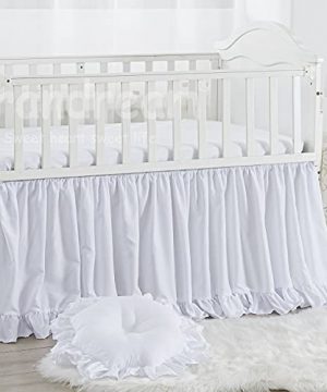 Brandream Girls Nursery Bedding Neutral White Crib Bedding Solid Blanket Set 4 Piece Ruffle Baby Bedding 0 4 300x360
