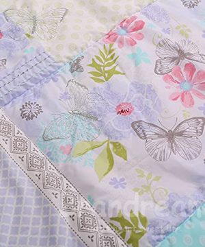 Brandream Nursery Bedding For Girls Purple Butterfly Crib Bedding 4 Piece Farmhouse Baby Comforter Set With Floral Butterfly 0 4 300x360