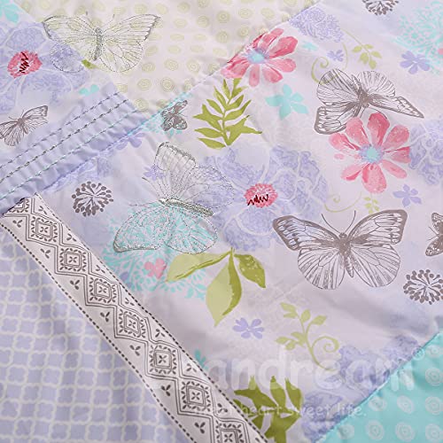 Brandream Nursery Bedding For Girls Purple Butterfly Crib Bedding 4 Piece Farmhouse Baby Comforter Set With Floral Butterfly 0 4