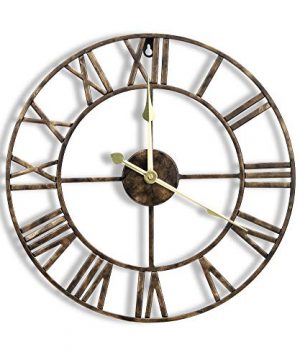 CIGERA 16 Inch Metal Wall Clock With 3D Roman Numerals Silent Movement And Battery Operated Great Wall Decor For Kitchen Living Room And FarmhouseVintage Bronze 0 300x360