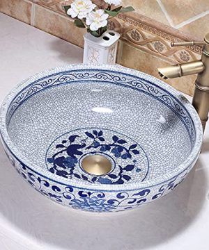 Ceramic Art Vanity Bathroom Vessel Sink White And Blue Porcelain Special Countertop Round Wash Basin For Small Cloakroom BasinJindezhen 1Sink Only 0 1 300x360