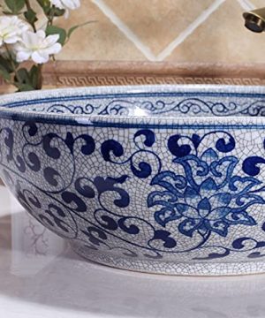 Ceramic Art Vanity Bathroom Vessel Sink White And Blue Porcelain Special Countertop Round Wash Basin For Small Cloakroom BasinJindezhen 1Sink Only 0 3 300x360