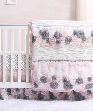 Colette Pink And Grey Floral 3 Piece Crib Bedding Set By The Peanut Shell 0 300x360