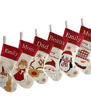 DearSun Set Of 6 18 Personalized Customization Christmas Stockings SantaSnowmanReindeerPenguin AngelUnicornwith Embroidery Technology For Family 6 Designs Free Update To Expedited 0 300x360