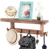 Emfogo Floating Shelves Wall Mounted Rustic Wall Shelves With 6 Hooks For Storage At Bedroom Entryway Bathroom Carbonized Black 0 100x100