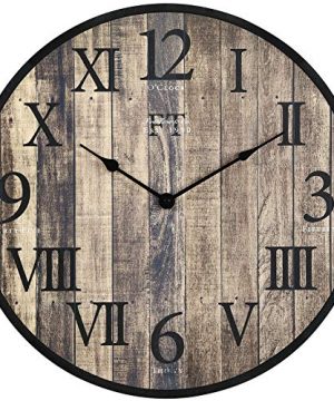 FirsTime Co Rustic Barnside Wall Clock American Crafted Dark Wood Slat 20 X 1 X 20 0 0 300x360