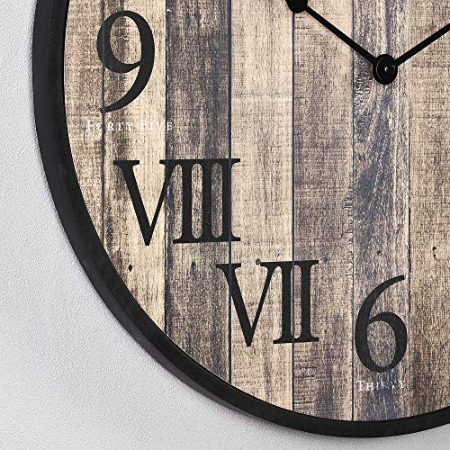 FirsTime Co Rustic Barnside Wall Clock American Crafted Dark Wood Slat 20 X 1 X 20 0 1