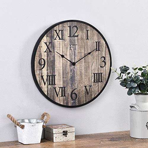 FirsTime Co Rustic Barnside Wall Clock American Crafted Dark Wood Slat 20 X 1 X 20 0