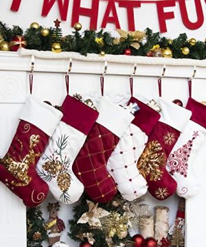 GEX Family Christmas Stockings Set Of 6 New Embroidery Sequins 19 Large Decor Hanging Ornament Fireplace Xmas Tree Holiday Party Decoration 6 Packs 0 300x360