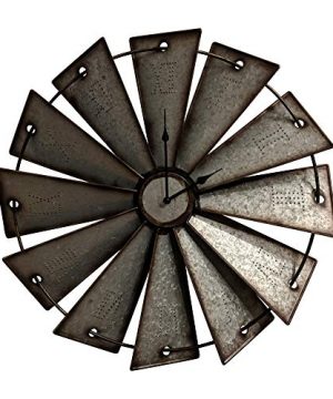 Giannas Home Rustic Farmhouse Country Metal Windmill Wall Clock 24 In 0 300x360