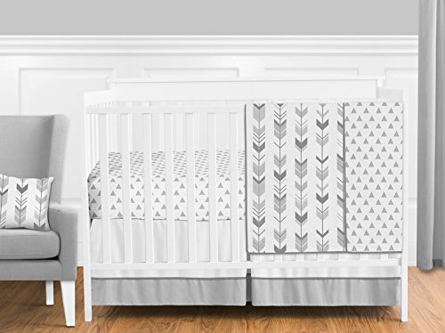 Grey And White Woodland Arrow Boy Girl Unisex Baby Crib Bedding Set By Sweet Jojo Designs 4 Pieces 0
