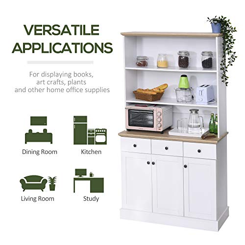 HOMCOM 71 Kitchen Pantry Buffet Server Hutch Storage Sideboard Bookcase With Drawers Cabinets For Living Room White 0 4