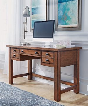 Home Styles Tahoe Aged Maple Executive Writing Desk With Two Accessory Drawers On Each Side Drop Down Center Drawer Keyboard Tray And Antiqued Bronze Pulls 0 300x360