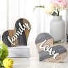 Jetec 2 Pieces Rustic Family Wooden Signs Heart Shaped Wooden Family Decor Wood Farmhouse Wall Decor For Bedroom Kitchen Living Room Table Centerpiece Freestanding Brown 0 100x100