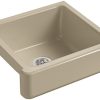 KOHLER K 5664 33 Whitehaven Self Trimming 23 12 Inch X 21 916 Inch X 9 58 Inch Undermount Single Bowl Kitchen Sink With Short Apron Mexican Sand 0 100x100