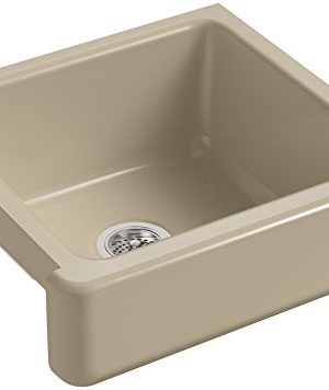 KOHLER K 5664 33 Whitehaven Self Trimming 23 12 Inch X 21 916 Inch X 9 58 Inch Undermount Single Bowl Kitchen Sink With Short Apron Mexican Sand 0 300x356