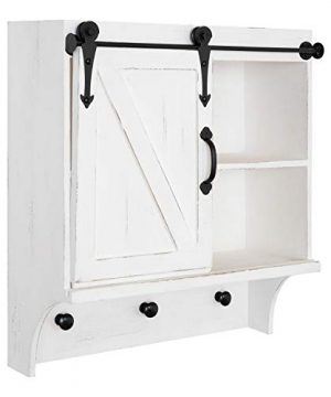 Kate And Laurel Cates Decorative Farmhouse Cabinet Wall Organizer With Sliding Barn Door And 3 Knobs 18 X 8 X 20 White Shabby Chic Farmhouse Inspired Mail And Key Holder For Wall 0 300x360