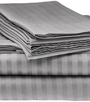 King Italian Prestige Collection Bed Sheet Set 1800 Luxury Soft Microfiber Deep Pocket 4 Piece Bedding Set Wrinkle Stain Fade Resistant Grey 0 300x341