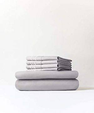King Size Sheet Set 6 Piece Set Hotel Luxury Bed Sheets Extra Soft Deep Pockets Easy Fit Wrinkle Free Breathable Cooling Sheets Gray Light Grey Bed Sheets Kings Sheets 6 PC 0 2 300x360