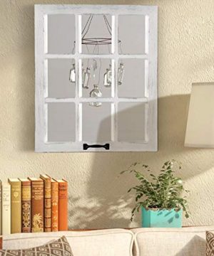 LOSOUR Decorative Wall Mirror Distressed Wood Windowpane Mirror Farmhouse Mirrors For Wall With Hanging Hardware For Bedroom Living Room Bathroom Kitchen 18Wx23L 0 300x360