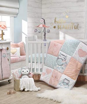Lambs Ivy Sweet Owl Dreams Pink Heart Nursery 6 Piece Baby Crib Bedding Set 0 300x360