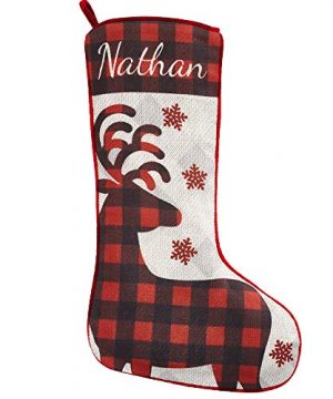 Lets Make Memories Personalized Christmas Stockings Perfectly Plaid Rustic Stocking Reindeer Design Customize With Your Name 20 Cotton80 Polyester 75 W X 19 L 0 300x360