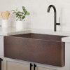 Luxury HEAVY GAUGE 12 Gauge 30 Inch Modern Copper Farmhouse Sink 44 LBS Pure Copper Apron Front Single Bowl Dark Copper Finish Grid And Flange Included FSW1106 By Fossil Blu 0 100x100