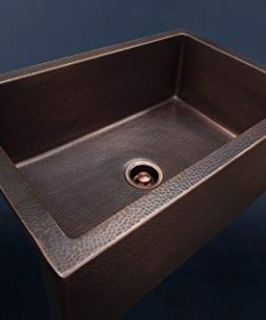 Luxury HEAVY GAUGE 12 Gauge 30 Inch Modern Copper Farmhouse Sink 44 LBS Pure Copper Apron Front Single Bowl Dark Copper Finish Grid And Flange Included FSW1106 By Fossil Blu 0 3 300x360